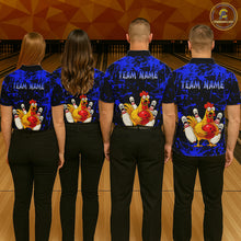 Load image into Gallery viewer, Custom Blue Funny Chicken Bowling Jersey for Men Bowling Uniform Bowling Team Shirts HNT282
