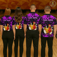 Load image into Gallery viewer, Custom Purple Funny Chicken Bowling Jersey for Men Bowling Uniform Bowling Team Shirts HNT282