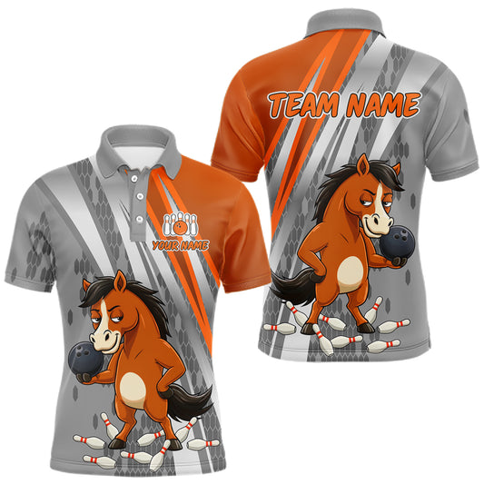 Custom Funny Horse Bowling Jersey for Men Bowling Team Shirts Bowling League Polo & 1/4 Zip HNT181