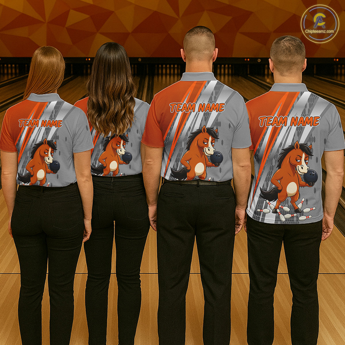 Custom Funny Horse Bowling Jersey for Men Bowling Team Shirts Bowling League Polo & 1/4 Zip HNT181