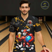Load image into Gallery viewer, Custom Yellow Beer Bull Hawaiian Bowling Jersey Bowling Team Shirts Bowling Uniform HNT329