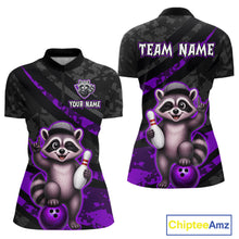 Load image into Gallery viewer, Bowling jersey with raccoon design and customizable text on a white background