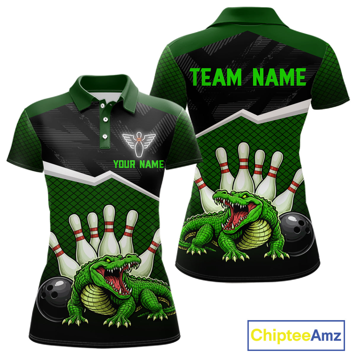 Custom Funny Crocodile Bowling Shirt Alligator Bowling Jersey for Women Polo & 1/4 Zip HNT207