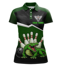 Load image into Gallery viewer, Custom Funny Crocodile Bowling Shirt Alligator Bowling Jersey for Women Polo &amp; 1/4 Zip HNT207