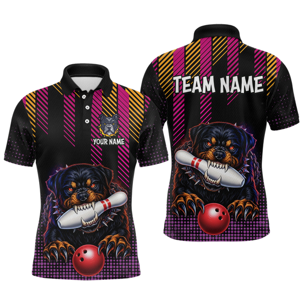 Custom Funny French Bulldog Bowling Jersey for Men Bowling Team Shirts Polo & 1/4 Zip HNT185
