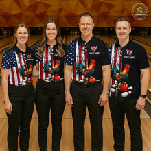 Load image into Gallery viewer, American Flag Rooster Bowling Jersey for Women Bowling Team Shirts Bowling Polo &amp; 1/4 Zip HNT253