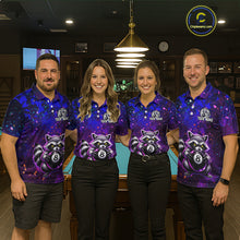 Load image into Gallery viewer, Personalized Funny Raccoon 8 Ball Pool Men Billiard Polo &amp; 1/4 Zip, Billiard Shirt, Billiard Team Jerseys NNT145