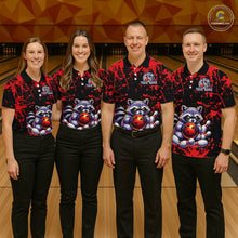Load image into Gallery viewer, Custom Red Raccoon Bowling Jersey for Women Bowling Uniform Polo &amp; 1/4 Zip Bowling Team Shirts HNT224