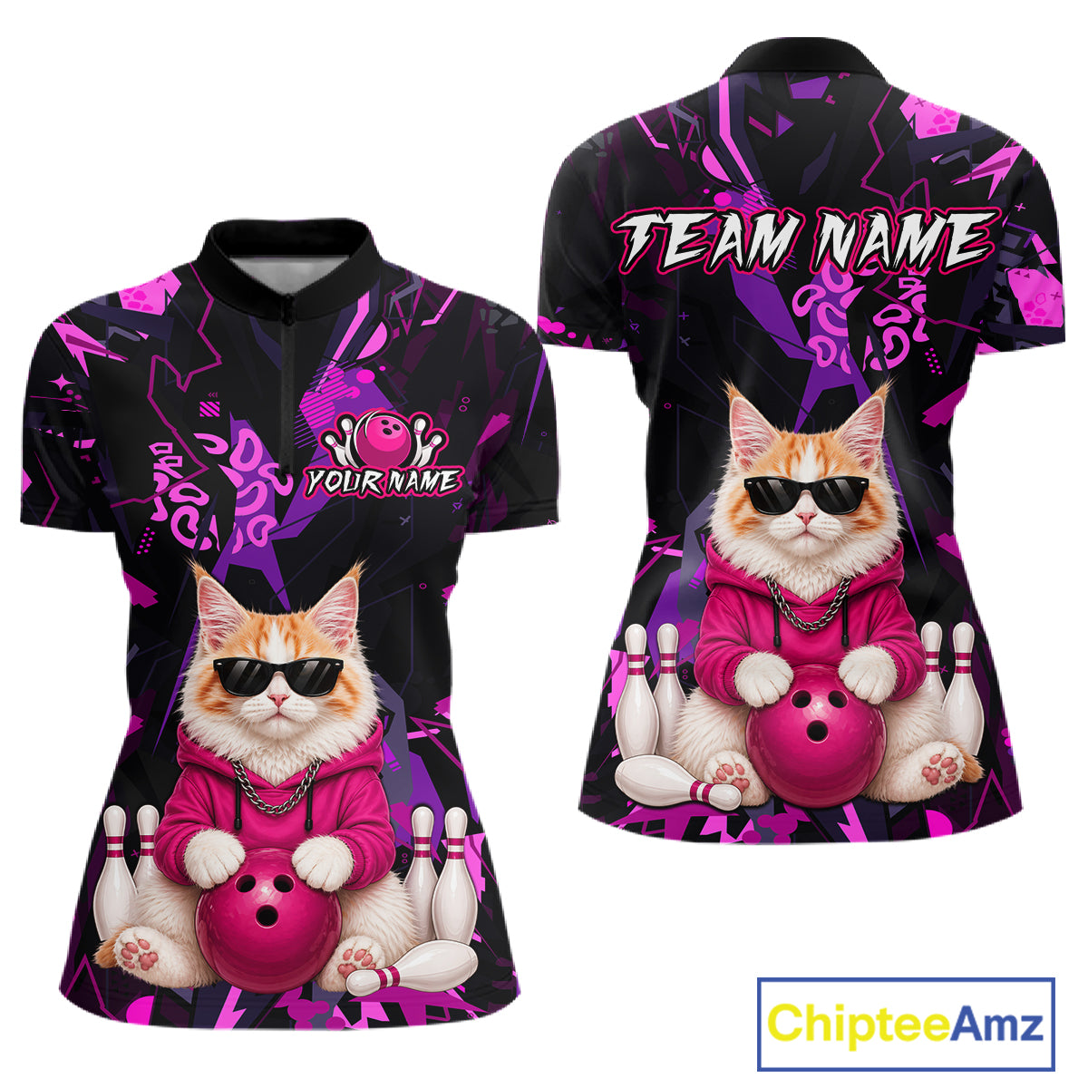 Custom Funny Maine Coon Cat Bowling Jersey for Women Bowling League Bowling Team Shirts HN292