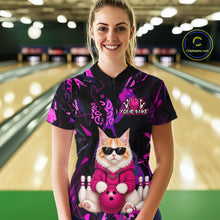 Load image into Gallery viewer, Custom Funny Maine Coon Cat Bowling Jersey for Women Bowling League Bowling Team Shirts HN292