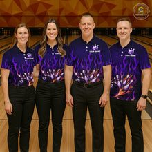Load image into Gallery viewer, Purple Flaming Bowling Jersey for Men Custom Bowling League Bowling Team Shirts HN293