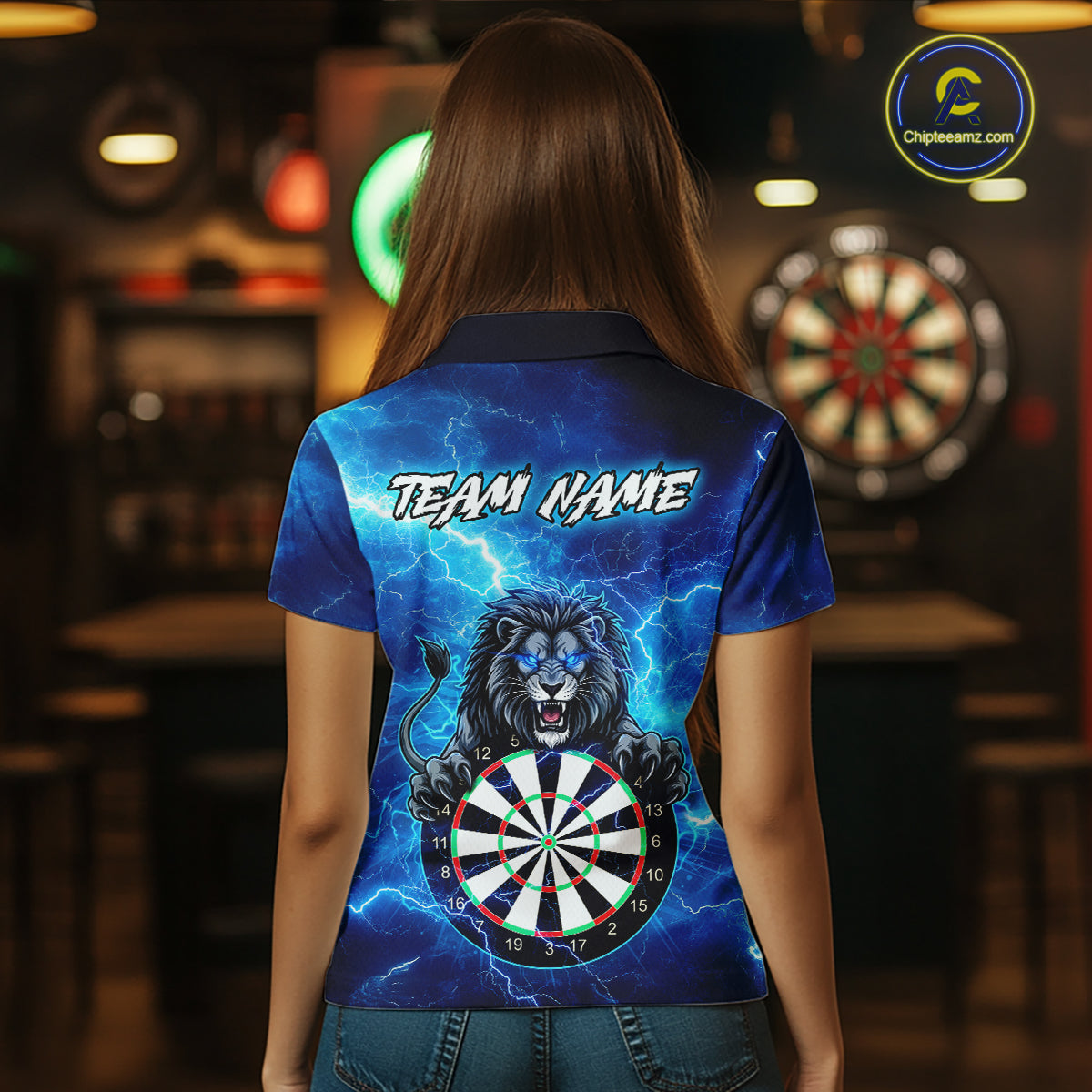 Custom Thunder Lion Dart Shirt Dart Team Jersey for Women Dartboard Polo & 1/4 Zip Shirts NNT169