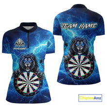 Load image into Gallery viewer, Custom Thunder Lion Dart Shirt Dart Team Jersey for Women Dartboard Polo &amp; 1/4 Zip Shirts NNT169