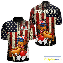 Load image into Gallery viewer, Shirt with dachshund design and American flag pattern, featuring 'Chiptee Amz' branding.