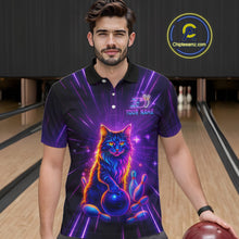Load image into Gallery viewer, Custom Neon Cat Bowling Jersey for Men Bowling Team Shirts Bowling League Polo &amp; 1/4 Zip HNT153