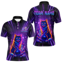 Load image into Gallery viewer, Custom Neon Cat Bowling Jersey for Men Bowling Team Shirts Bowling League Polo &amp; 1/4 Zip HNT153
