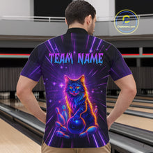 Load image into Gallery viewer, Custom Neon Cat Bowling Jersey for Men Bowling Team Shirts Bowling League Polo &amp; 1/4 Zip HNT153