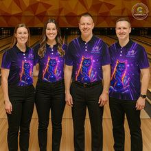 Load image into Gallery viewer, Custom Neon Cat Bowling Jersey for Men Bowling Team Shirts Bowling League Polo &amp; 1/4 Zip HNT153