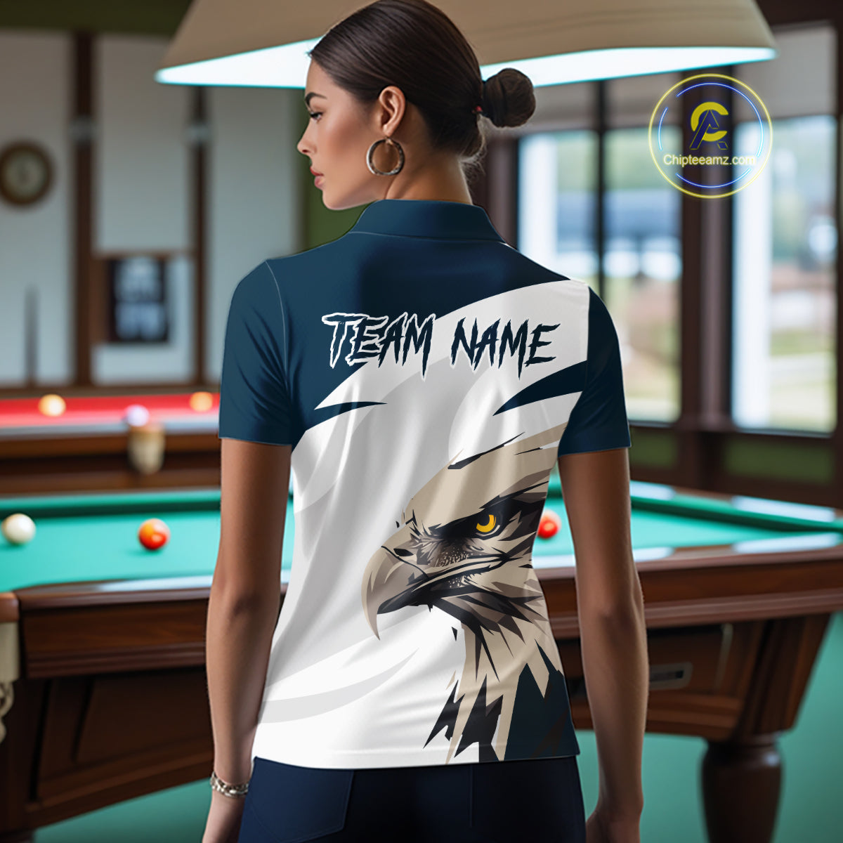 Custom Eagle 8 Ball Billiard Shirts for Women Billiard Tournament Billiard Team Shirts Polo & 1/4 Zip NNT109