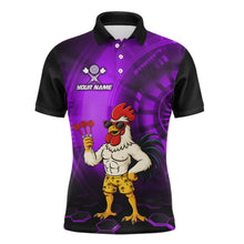 Load image into Gallery viewer, Custom Purple Funny Chicken Darts Shirt for Men Darts Team Jerseys Polo &amp; 1/4 Zip Dart League NNT131
