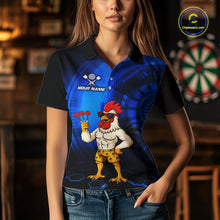 Load image into Gallery viewer, Custom Blue Funny Chicken Darts Shirt for Women Darts Team Jerseys Polo &amp; 1/4 Zip Dart League NNT131