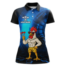 Load image into Gallery viewer, Custom Blue Funny Chicken Darts Shirt for Women Darts Team Jerseys Polo &amp; 1/4 Zip Dart League NNT131