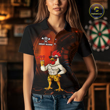 Load image into Gallery viewer, Custom Orange Funny Chicken Darts Shirt for Women Darts Team Jerseys Polo &amp; 1/4 Zip Dart League NNT131