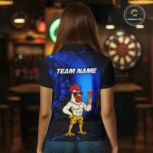Load image into Gallery viewer, Custom Blue Funny Chicken Darts Shirt for Women Darts Team Jerseys Polo &amp; 1/4 Zip Dart League NNT131