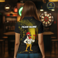 Load image into Gallery viewer, Custom Yellow Funny Chicken Darts Shirt for Women Darts Team Jerseys Polo &amp; 1/4 Zip Dart League NNT131