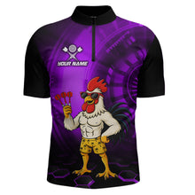 Load image into Gallery viewer, Custom Purple Funny Chicken Darts Shirt for Men Darts Team Jerseys Polo &amp; 1/4 Zip Dart League NNT131