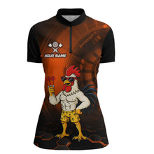 Load image into Gallery viewer, Custom Orange Funny Chicken Darts Shirt for Women Darts Team Jerseys Polo &amp; 1/4 Zip Dart League NNT131