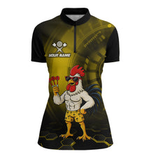 Load image into Gallery viewer, Custom Yellow Funny Chicken Darts Shirt for Women Darts Team Jerseys Polo &amp; 1/4 Zip Dart League NNT131