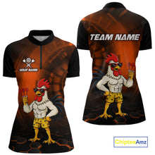 Load image into Gallery viewer, Custom Orange Funny Chicken Darts Shirt for Women Darts Team Jerseys Polo &amp; 1/4 Zip Dart League NNT131