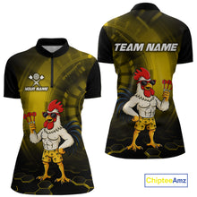 Load image into Gallery viewer, Custom Yellow Funny Chicken Darts Shirt for Women Darts Team Jerseys Polo &amp; 1/4 Zip Dart League NNT131