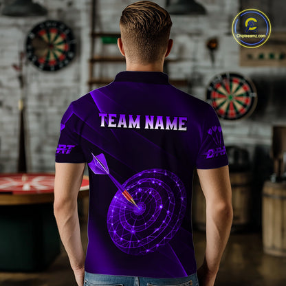 Custom Neon Purple Cyber Dartboard Darts Shirt for Men Darts Team Jerseys Polo & 1/4 Zip NNT132