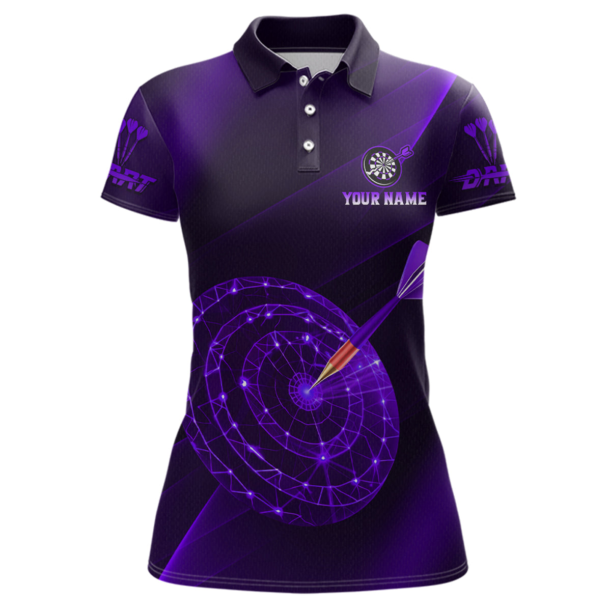 Custom Neon Purple Cyber Dartboard Darts Shirt for Women Darts Team Jerseys Polo & 1/4 Zip NNT132