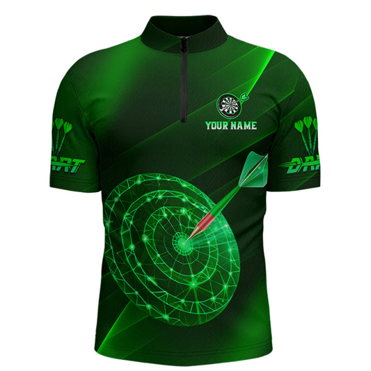 Custom Neon Green Cyber Dartboard Darts Shirt for Men Darts Team Jerseys Polo & 1/4 Zip NNT132