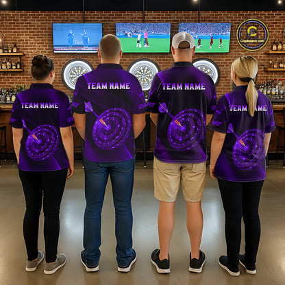 Custom Neon Purple Cyber Dartboard Darts Shirt for Women Darts Team Jerseys Polo & 1/4 Zip NNT132