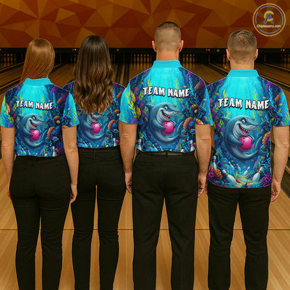 Custom Ocean Funny Shark Bowling Jersey for Men Funny Bowling Team Shirts Bowling Uniform HNT300