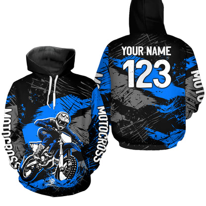 Custom Blue Dirt Bike Hoodie Motocross Sweatshirts for Kid Men Women Motorcycle Hoodie HOT39