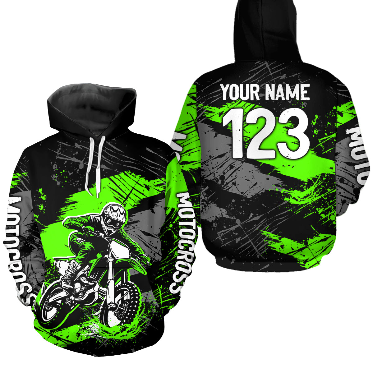 Custom Green Dirt Bike Hoodie Motocross Sweatshirts for Kid Men Women Motorcycle Hoodie HOT39