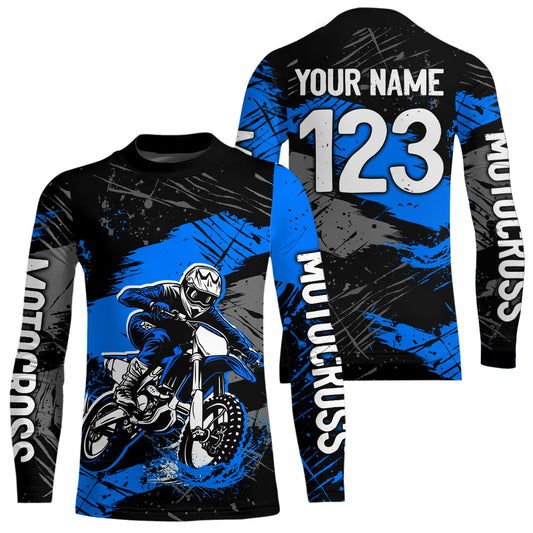 Custom Blue Youth Motocross Jersey Motocycle Shirts Shirt Kid Men Women Motocross Shirt UPF30+ DNT38