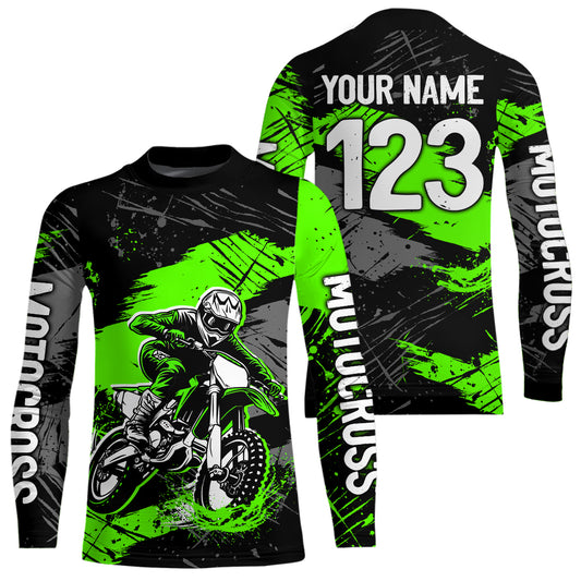 Custom Green Youth Motocross Jersey Motocycle Shirts Shirt Kid Men Women Motocross Shirt UPF30+ DNT38