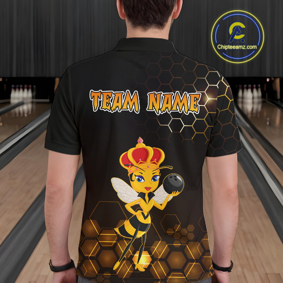 Custom Funny Bee Bowling Bowling Jersey for Men Bowling Team Shirts Polo & 1/4 Zip HNT195