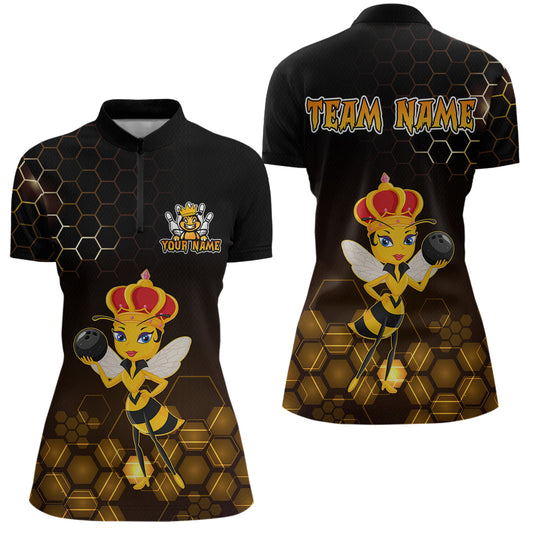 Custom Funny Bee Bowling Bowling Jersey for Women Bowling Team Shirts Polo & 1/4 Zip HNT195