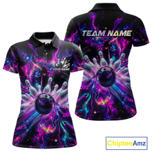 Load image into Gallery viewer, Custom Watercolor Pink Purple Bowling Jersey for Women Bowling Team Shirts Polo &amp; 1/4 Zip HNT268