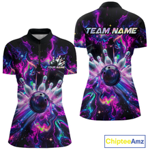 Load image into Gallery viewer, Custom Watercolor Pink Purple Bowling Jersey for Women Bowling Team Shirts Polo &amp; 1/4 Zip HNT268