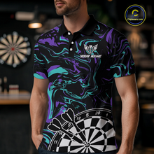 Load image into Gallery viewer, Turquoise-Purple Pattern Aim Shoot Swear Repeat Darts Team Jerseys Dart Shirts For Men NNT168