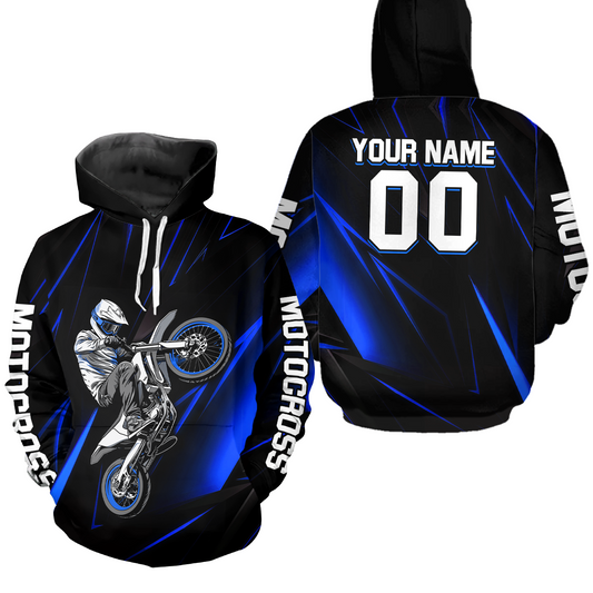 Custom Blue Youth Motocross Jersey Hoodie Kid Men Women Dirt Bike Motorcycle Hoodie HOT36