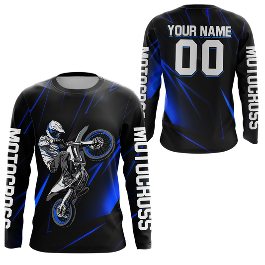 Blue Youth MX Motocross Jersey Custom Motocycle Shirts Men Women Kid UPF30+ DNT41